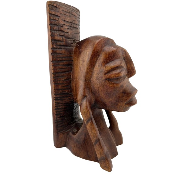 Vintage Collectible Decorative African Hand Carved Wooden Sculpture -‎ Lot of 2 - Picture 3 of 16